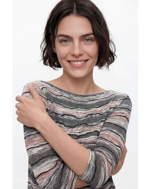Desigual Gray Fine Striped Sweater