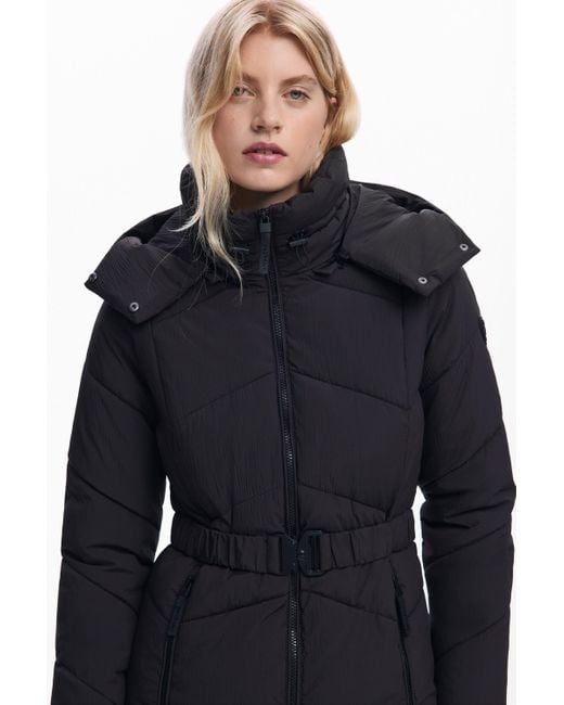 Desigual Blue Belted Padded Jacket