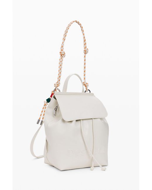 Desigual White Small Backpack Charms, Polyurethane