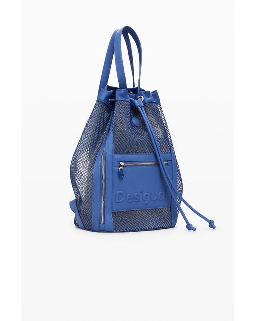 Desigual Blue Medium Mesh Drawstring Backpack
