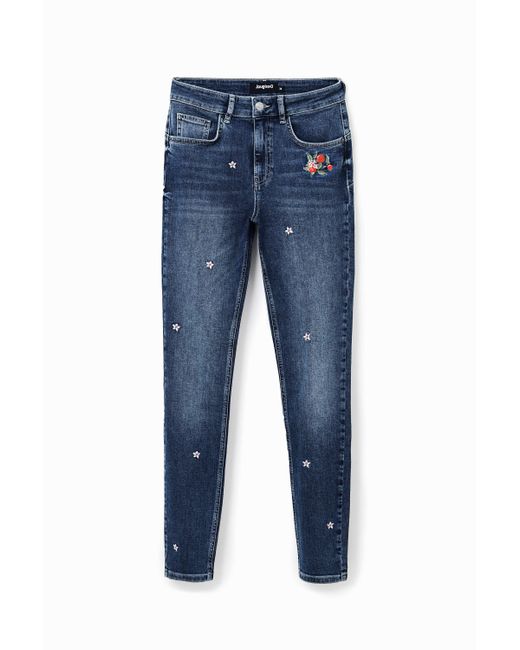 Vaqueros Skinny Push-Up Flores Desigual de color Blue