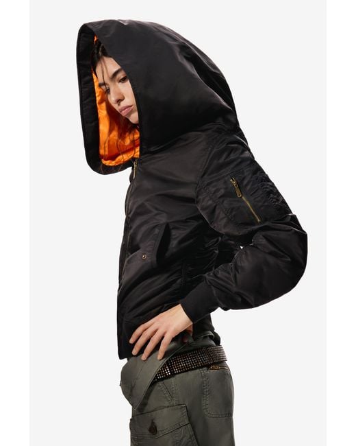Desigual Black Hooded Jacket Masha Popova, Polyamide