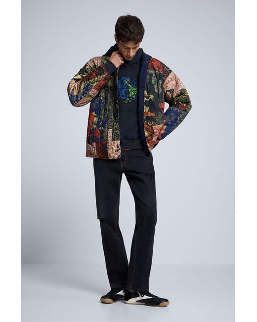 Desigual Gray Reversible Hooded Jacket for men