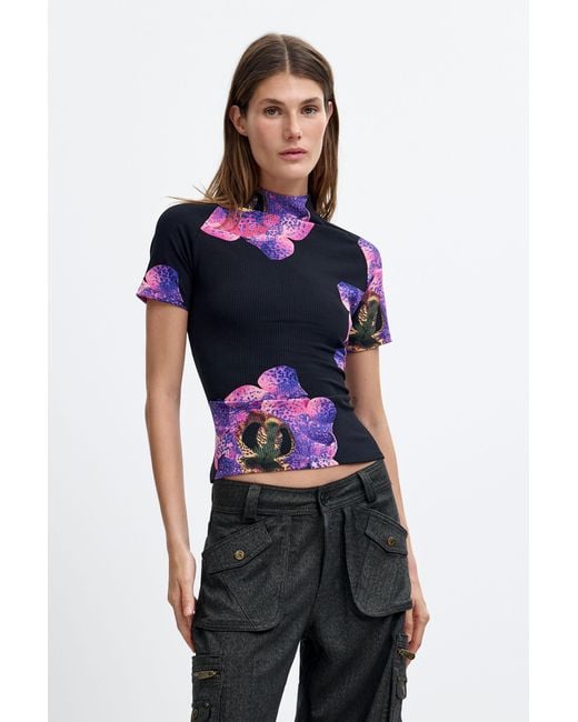 Desigual Black Printed Lacroix T-Shirt, Viscose