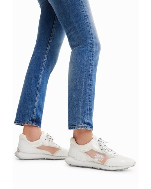 Desigual White Transparency Running Sneakers