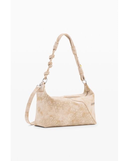 Desigual White Medium Embroidered Bag, Polyurethane