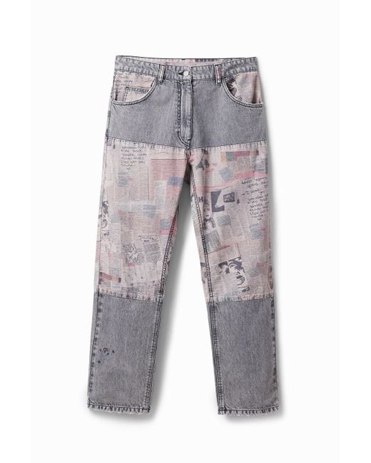 Desigual Gray Newspaper Comfort Jeans for men