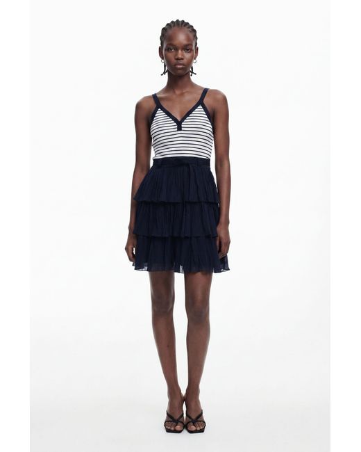 Desigual Blue Dress With Pleated Skirt
