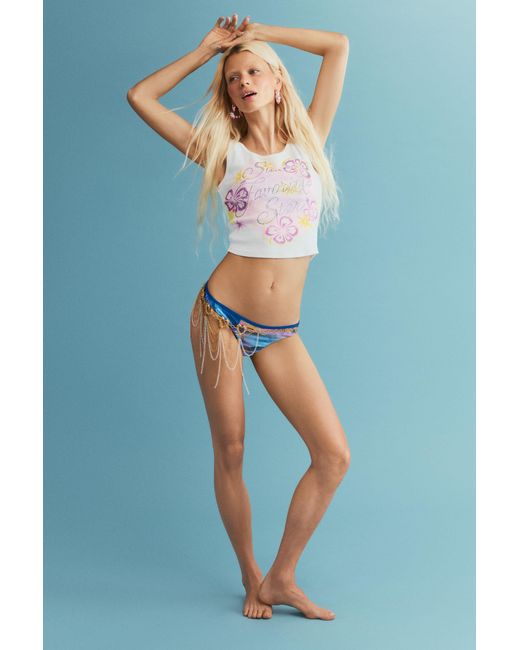 Desigual White Shiny Effect Bikini Briefs