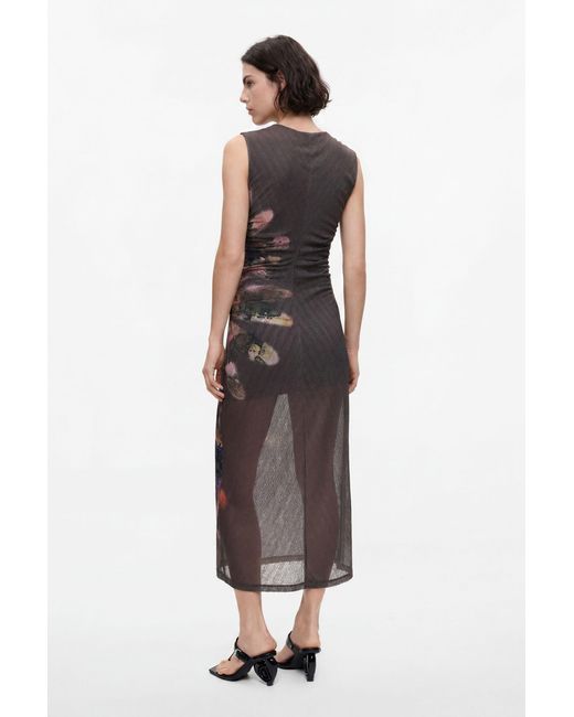 Desigual White Floral Print Dress, Polyester