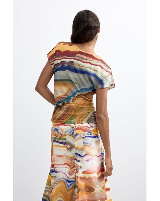 Desigual Multicolor Printed T-Shirt, Polyester