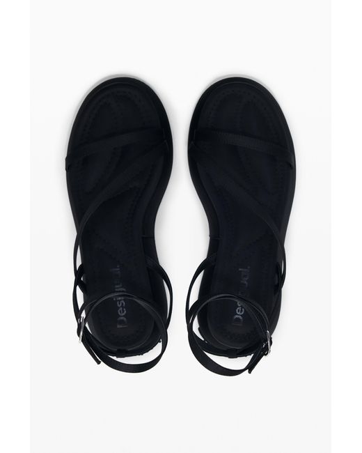 Desigual Black Platform Strap Sandal, Polyester