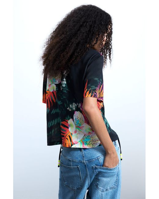 Desigual Blue Tropical Shirt, Viscose