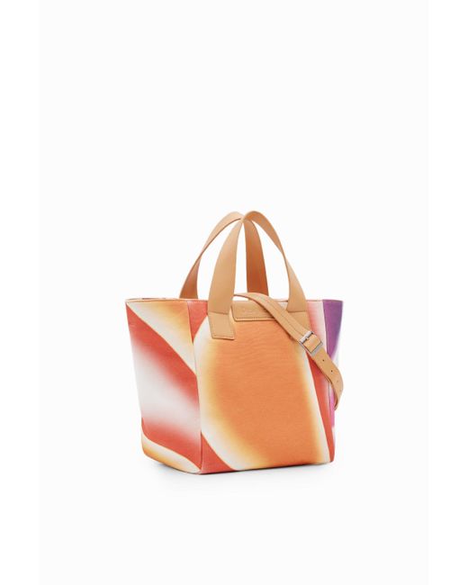 Desigual Orange M Canvas Tote Bag