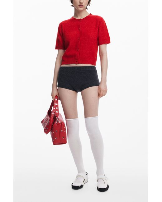 Desigual Red Short-Sleeve Button Sweater