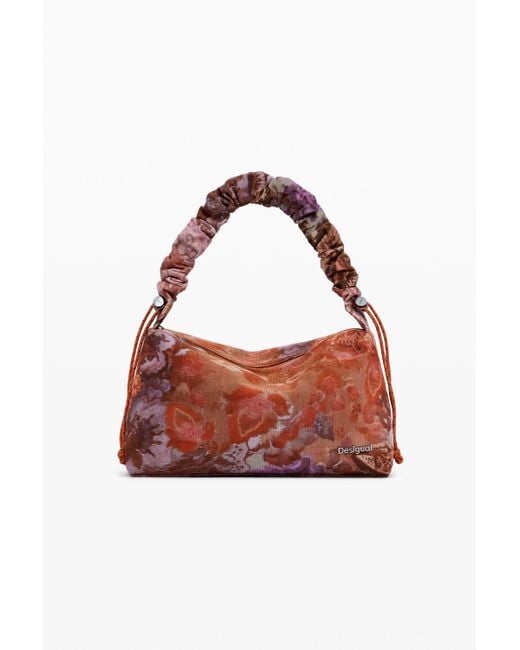 Desigual Red Medium Floral Texture Handbag, Polyester