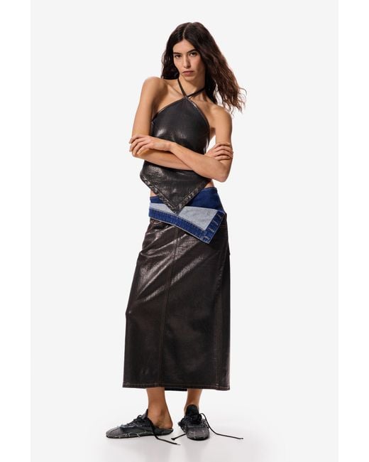 Desigual Black Midi Skirt Masha Popova, Cotton
