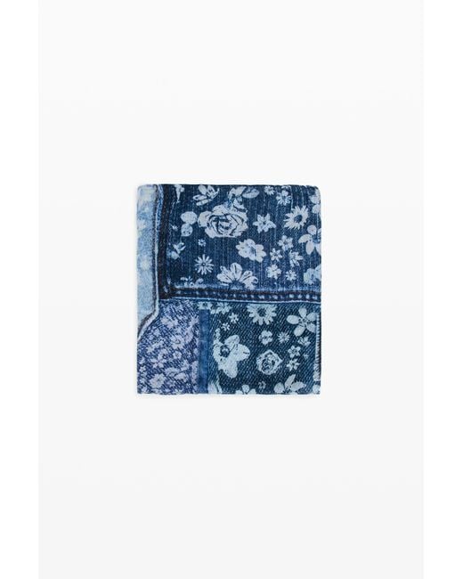 Desigual Blue Rectangular Denim Patch Scarf, Viscose