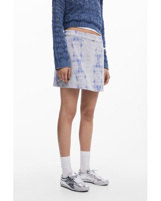 Desigual Blue Distressed Miniskirt