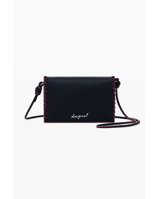 Desigual Blue Medium Crossbody Wallet With Stitching, Polyurethane