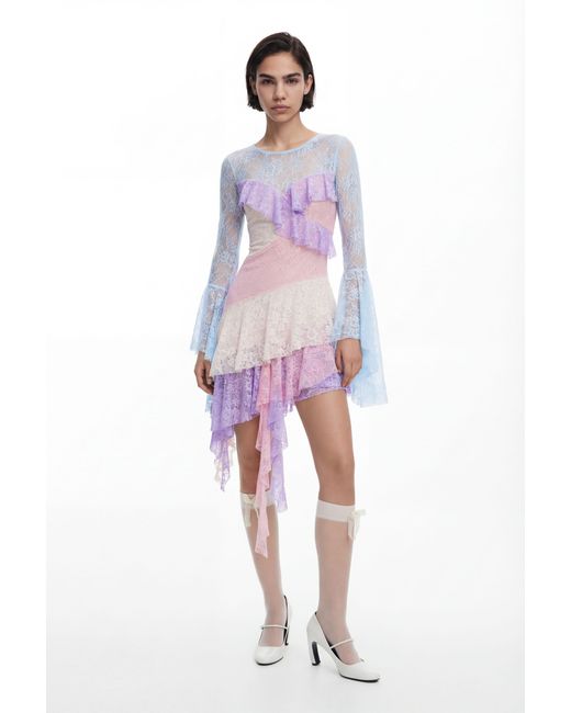 Desigual White María Escoté Romantic Dress