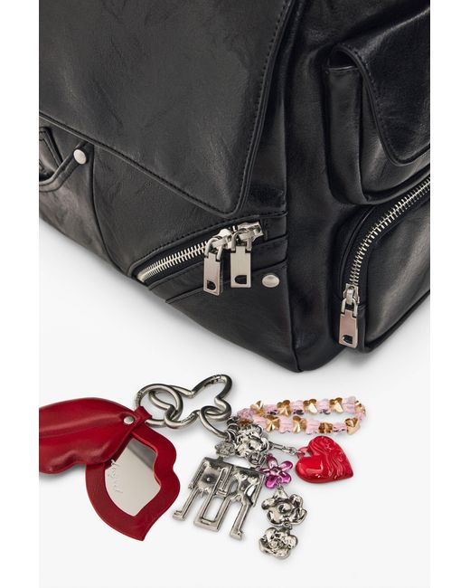 Desigual Black Small Faux Leather Backpack, Polyurethane