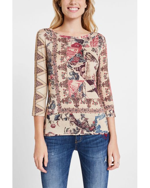 Camiseta Patch Boho Desigual de color White