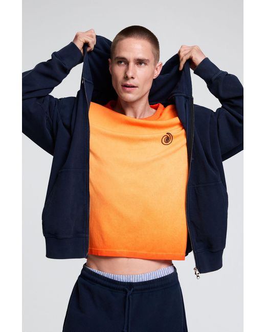 Desigual Blue Knit Hoodie, Cotton for men