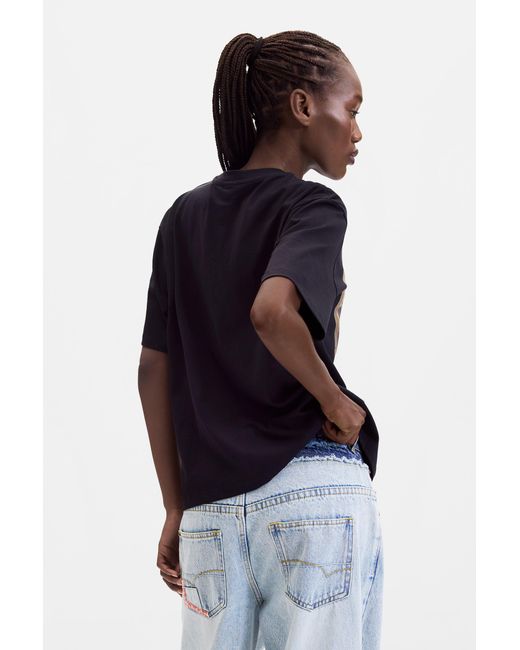 Desigual Black Printed T-Shirt, Cotton