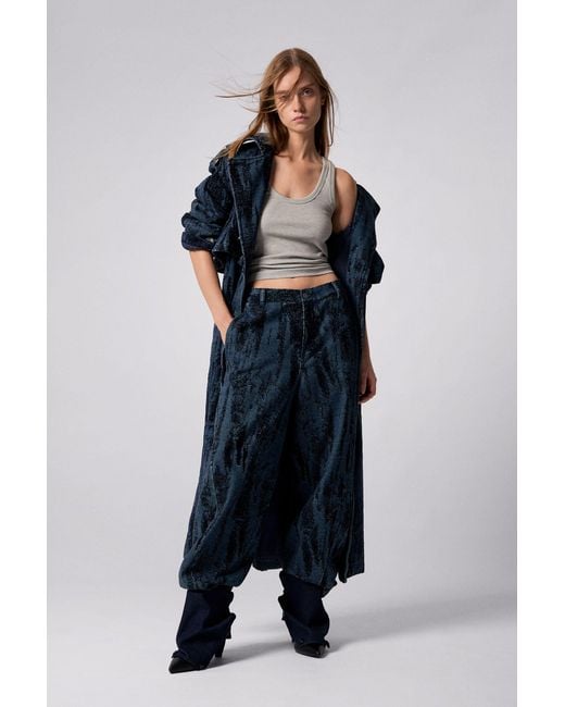 Desigual Blue Jacquard Gradient Denim Trousers