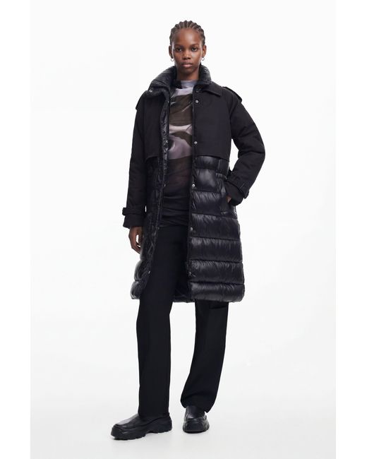 Desigual Black Combined Padded Coat