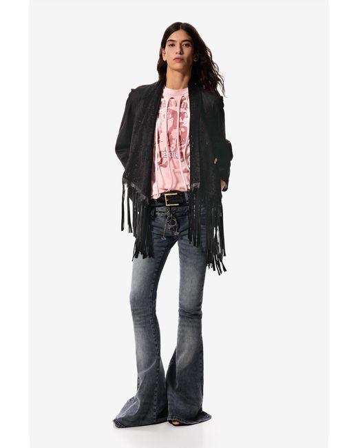 Desigual Black Flare Pants Masha Popova, Cotton