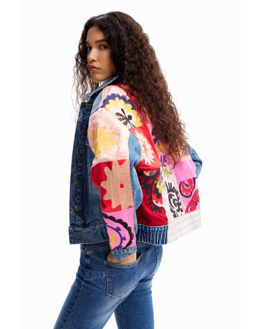 Short red shop denim jacket