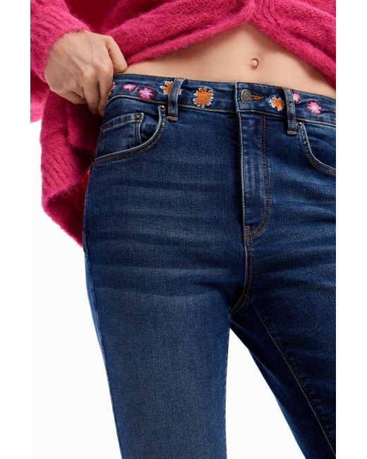 Desigual Embroidered Floral Jeans
