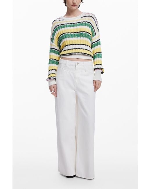 Desigual Multicolor Colorful Striped Sweater, Cotton
