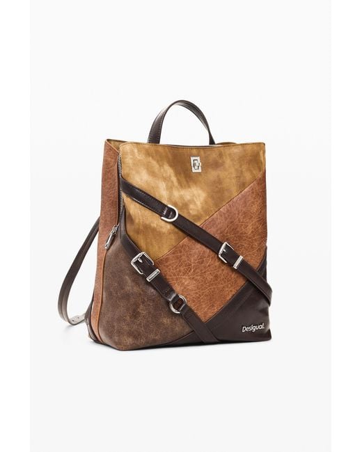 Desigual Brown Padded Medium Backpack, Polyurethane