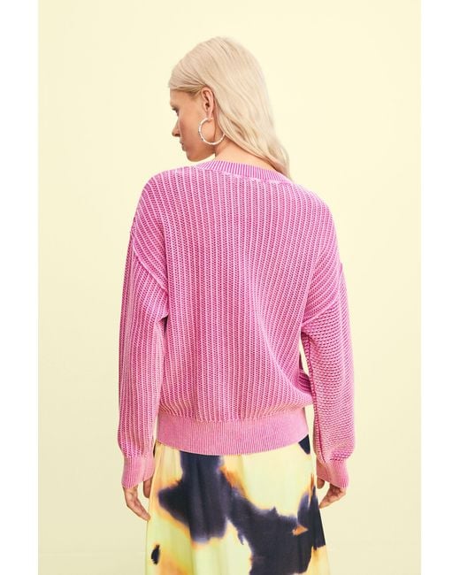 Desigual Pink Basic Knit Sweater, Cotton