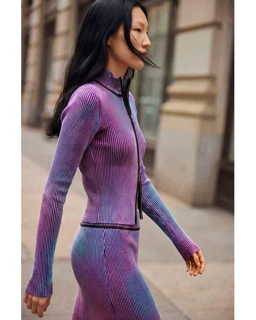 Desigual Purple Iridescent Knit Zip Jacket
