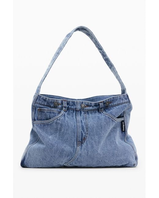 Desigual Blue Large Denim Bag, Cotton
