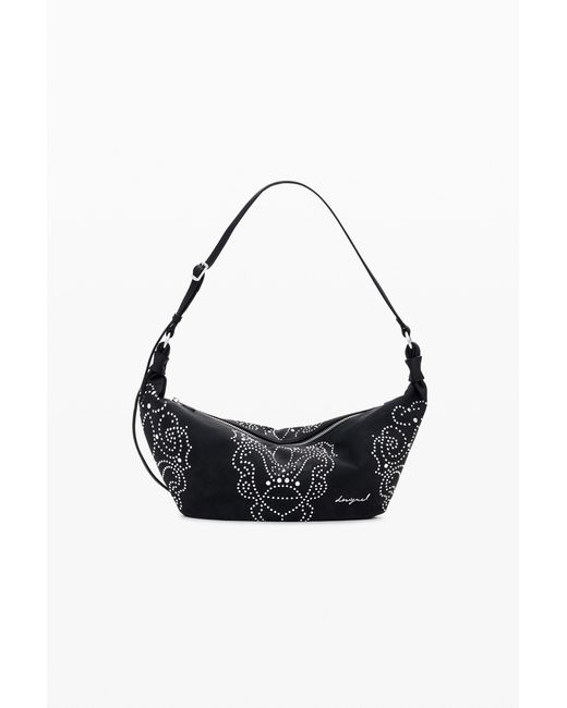 Petit Sac Effet Cuir À Clous, Femme, Polyuréthane, Noir Desigual en coloris White