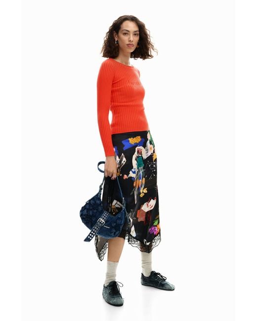 Desigual Blue Small Denim Flower Bag
