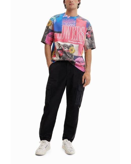 Pantalon Cargo Patchwork, Coton, Noir Desigual pour homme en coloris Black