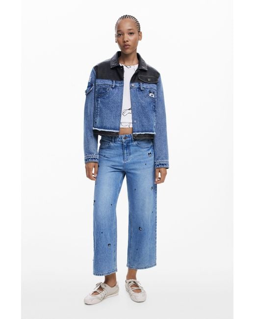 Desigual Blue Mickey Culotte Jeans, Cotton