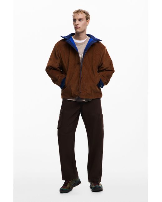 Desigual Brown Reversible Padded Jacket for men
