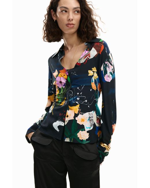Desigual Black Shirt Collage Tie, Viscose