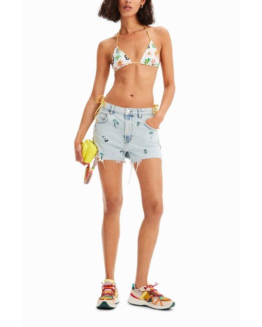 Desigual Yellow Reversible Triangle Bikini Top