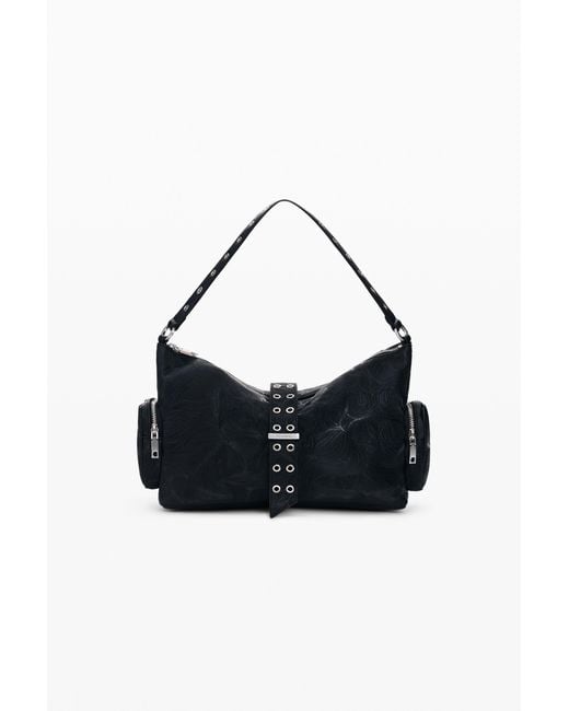 Desigual Black Medium Perforated Bag, Polyurethane
