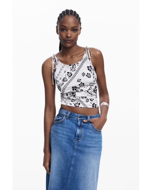 Desigual Blue Asymmetric Midi Denim Skirt, Cotton