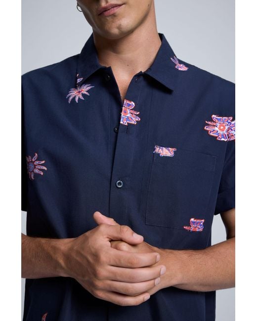 Desigual Blue Printed Jacquard Shirt, Cotton for men