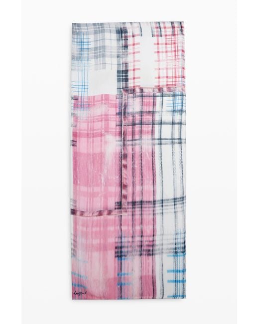 Desigual Pink Grunge Rectangular Foulard, Viscose